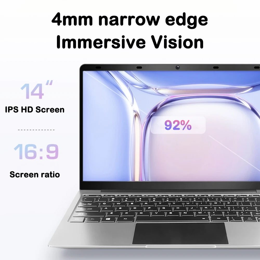 Ultra Slim 14.1 Inch Laptop Intel Core I9-9900 32GB RAM 2TB SSD for Gaming Office Study Windows 11 Pro FHD 1920*1080