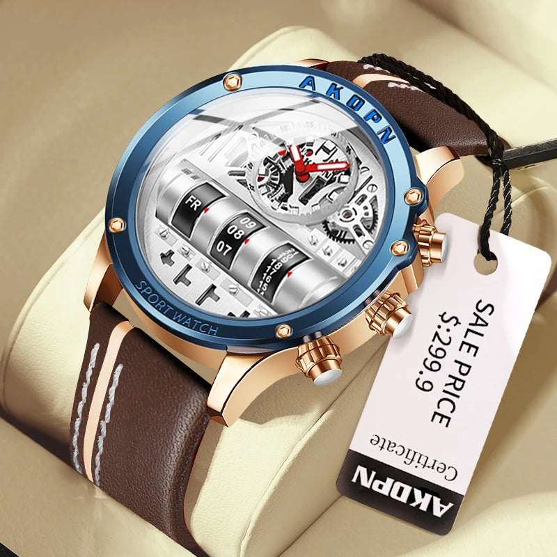 Vexaroa Men's Quartz Watch with Leather Strap