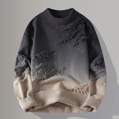 Vexaroa Men's Thick O-Neck Knit Sweater – Warm Winter Wool Pullover