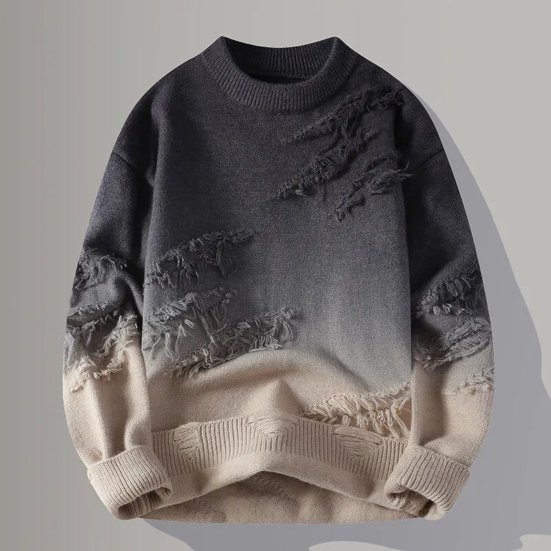 Vexaroa Men's Thick O-Neck Knit Sweater – Warm Winter Wool Pullover