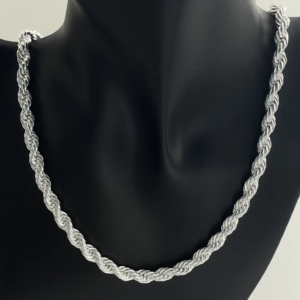 Vexaroa 925 Silver Twisted Rope Necklace product photo, view 3
