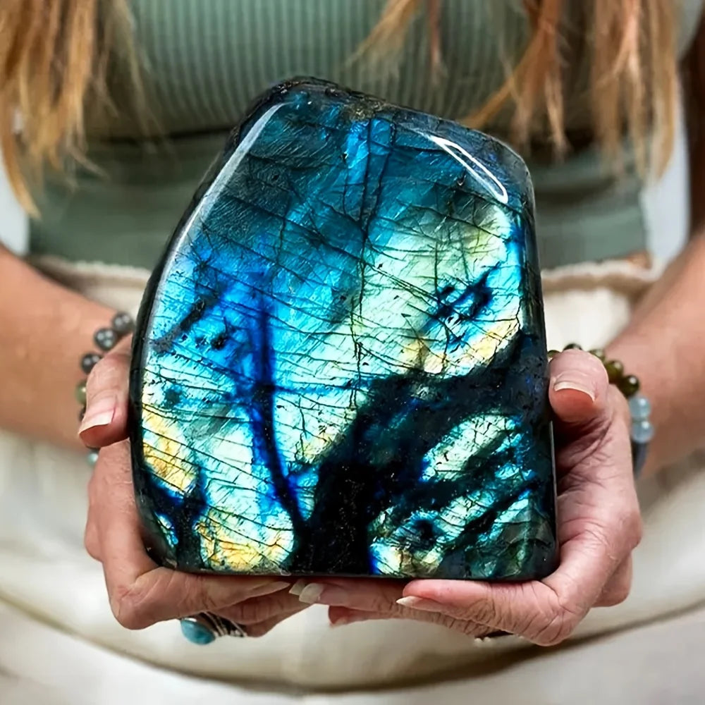 Vexaroa rainbow labradorite crystal sculpture with iridescent colour - view 5
