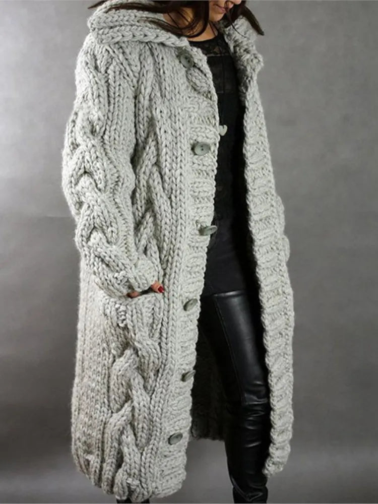 Fashion Solid Knit Cardigan For Women Casual Long Sleeve Turn-down Collar Button Sweater Coat Tops Lady Office Womens Clothing