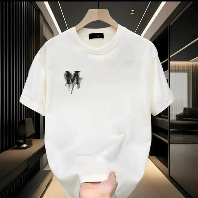 Vexaroa men's cotton letter print summer T-shirt