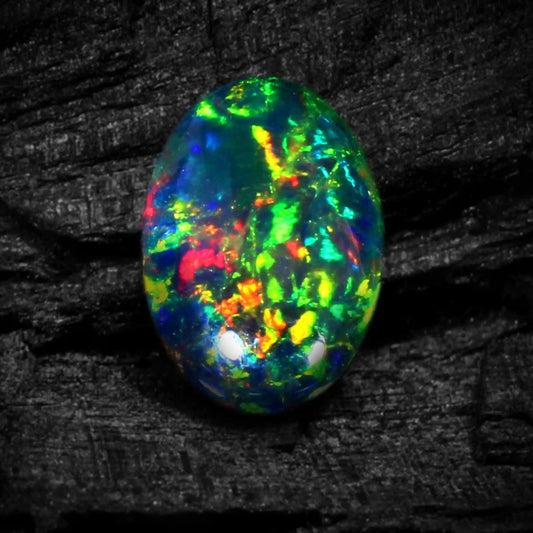 Natural Black Fire Opal Oval Shape Cabochon Smooth Polished Surface Loose Gemstones Multiple Sizes For Jewelry Making