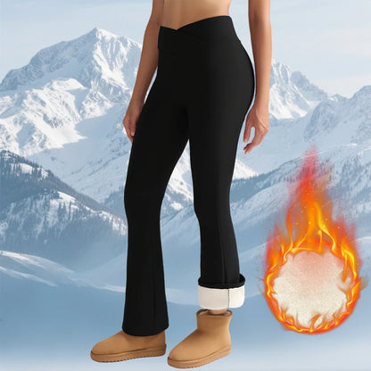 Vexaroa Women's Fleece Flared Leggings Thermal High-Waist Winter