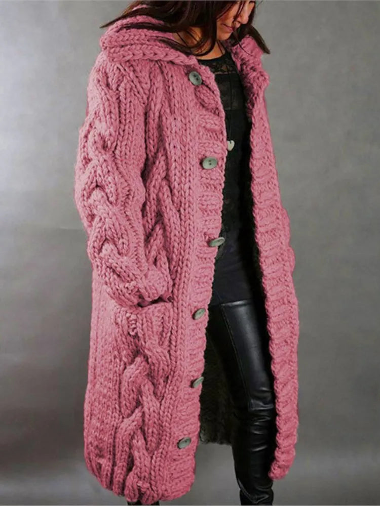 Fashion Solid Knit Cardigan For Women Casual Long Sleeve Turn-down Collar Button Sweater Coat Tops Lady Office Womens Clothing