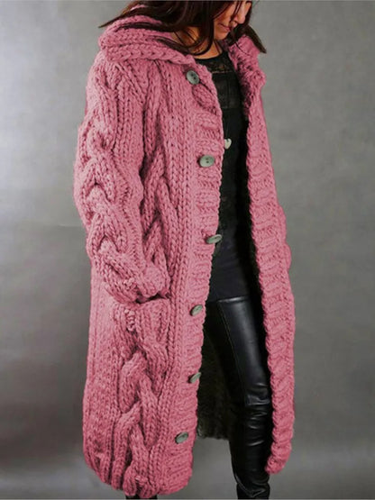 Fashion Solid Knit Cardigan For Women Casual Long Sleeve Turn-down Collar Button Sweater Coat Tops Lady Office Womens Clothing
