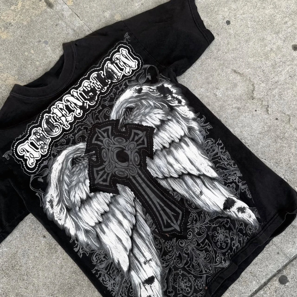 Vexaroa Oversized Y2K Gothic Graphic T-Shirt product photo, view 11