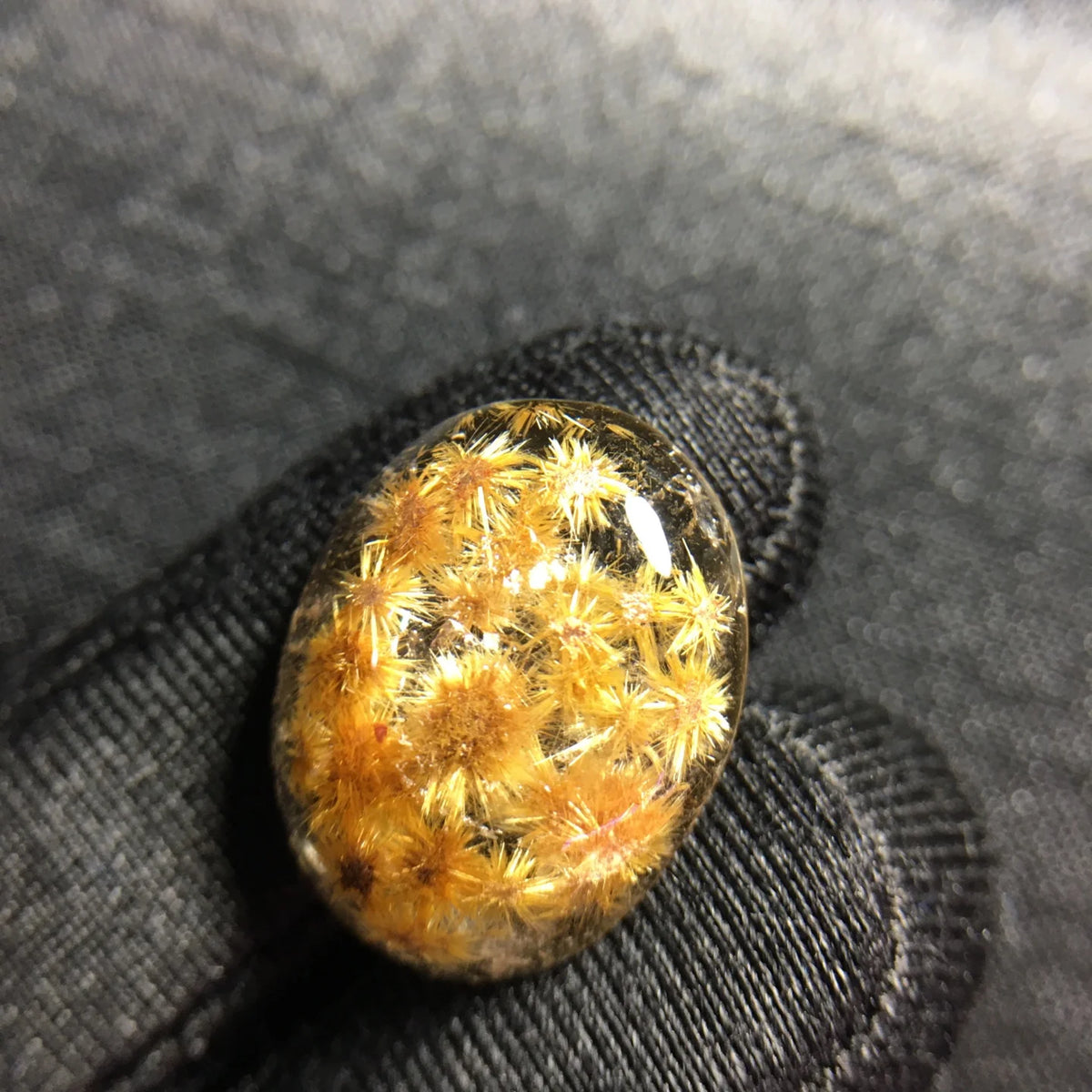 Gold Rutilated Quartz Flower Pendant 19.5mm | Vexaroa