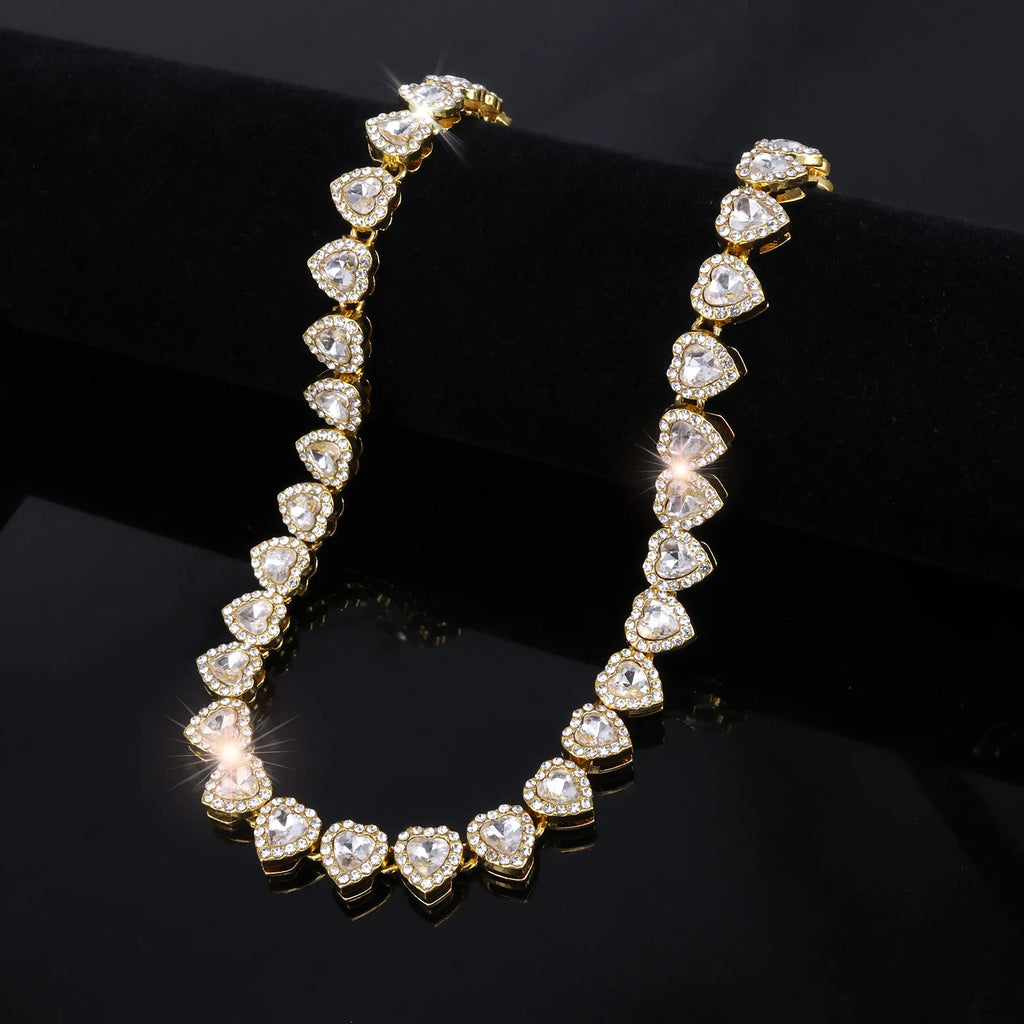 Vexaroa Heart Rhinestone Tennis Chain Jewelry Set — Vexaroa product image 1