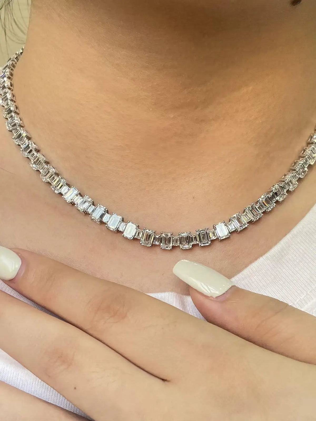 Vexaro 14K Gold Emerald Baguette Lab Diamond Necklace