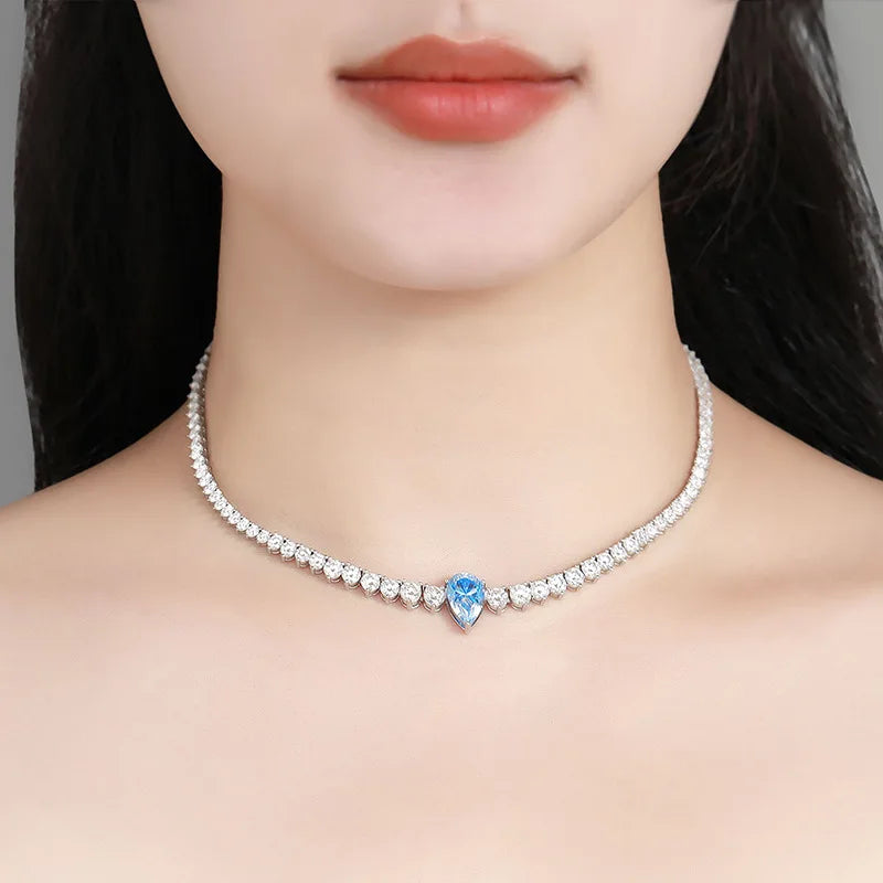 D VVS1 Pear Moissanite Pendant Necklace | GRA Certified | 925 Silver | Vexaroa