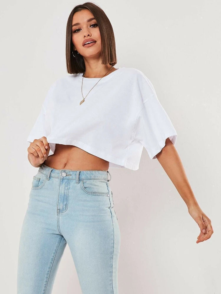 Vexaroa Womens Cotton Fitness Crop T-Shirt product photo, view 3