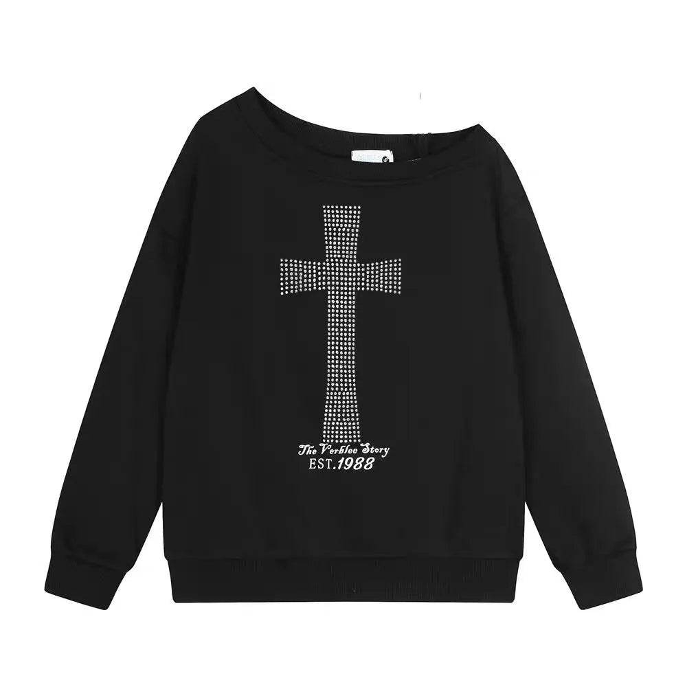 Vexaroa Y2K One-Shoulder Graphic Hoodie product image 6 | Vexaroa
