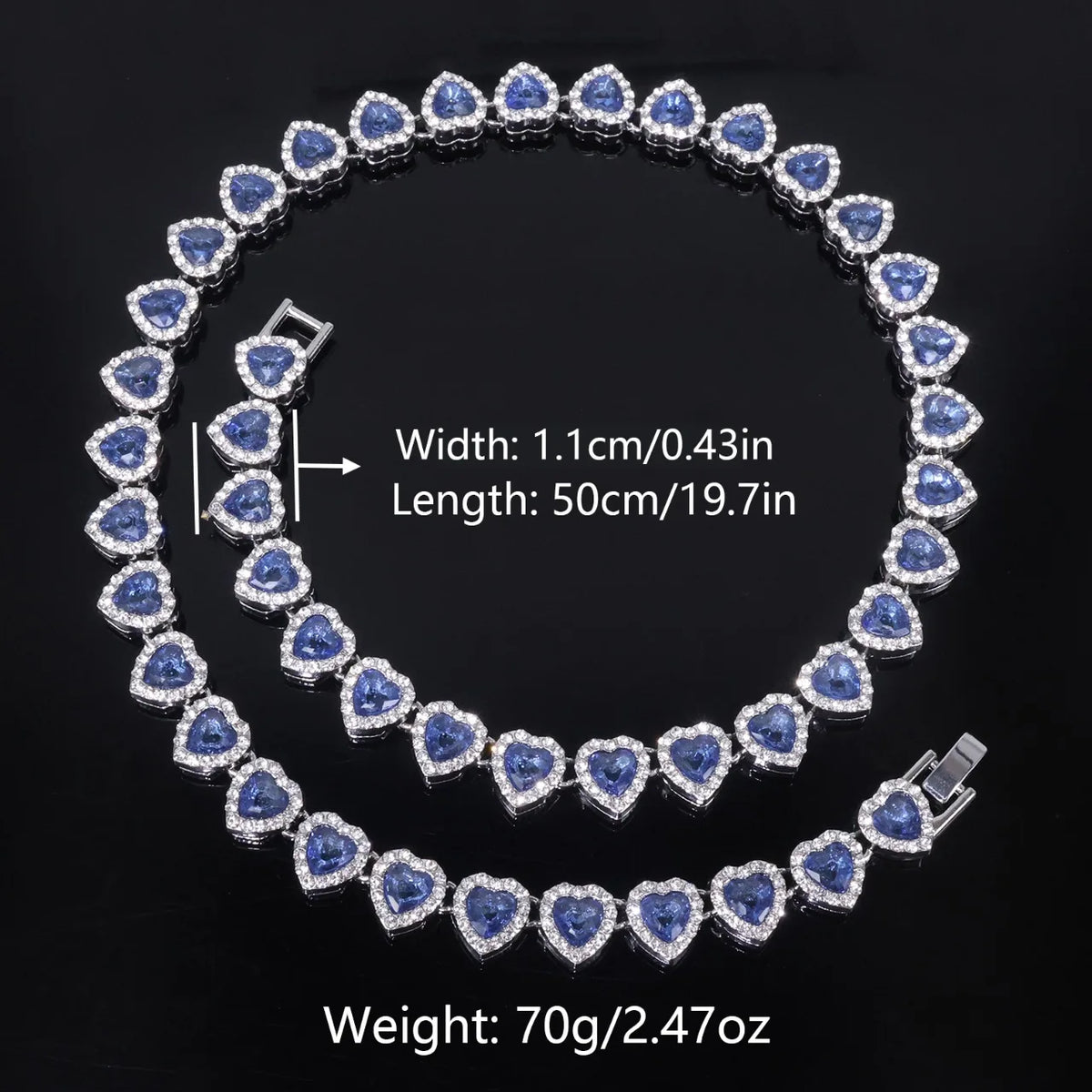 Vexaroa Heart Rhinestone Tennis Chain Jewelry Set — Vexaroa product image 15