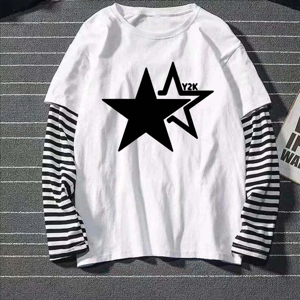 Vexaroa Women's Star Print Gothic Y2K Layered T-Shirt product image 23