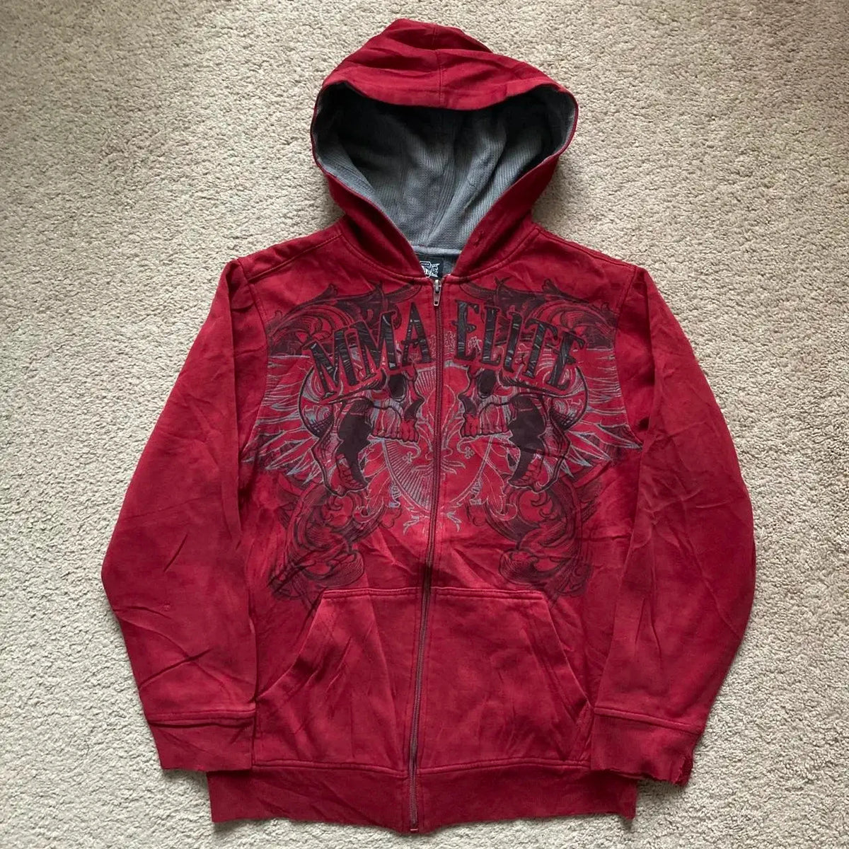 Vintage Popular Dark Rock Hip Hop Print Sports Sweater Women Y2K Streetwear Casual Joker Plus Velvet Padded Fur Collar Hoodies