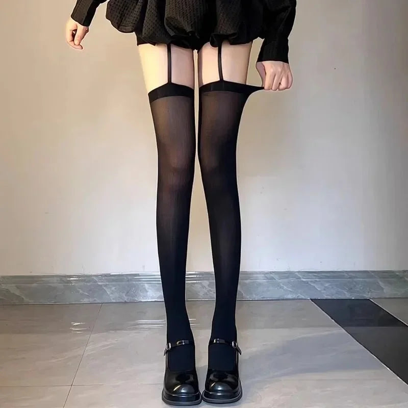 Vexaroa Velvet Lolita Suspender Thigh High Socks Irregular