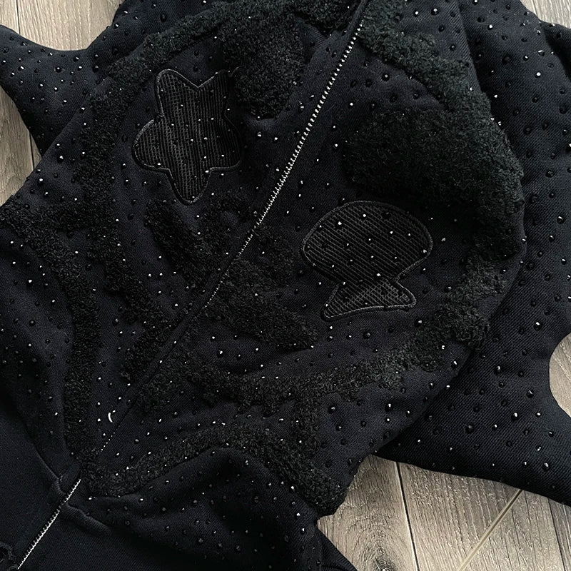 Glo Gang The Glory Full Zip Hoodie Embroidered Hot Diamond Hooded Sweater