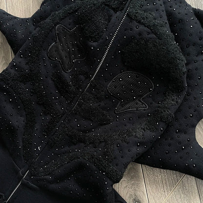 Glo Gang The Glory Full Zip Hoodie Embroidered Hot Diamond Hooded Sweater