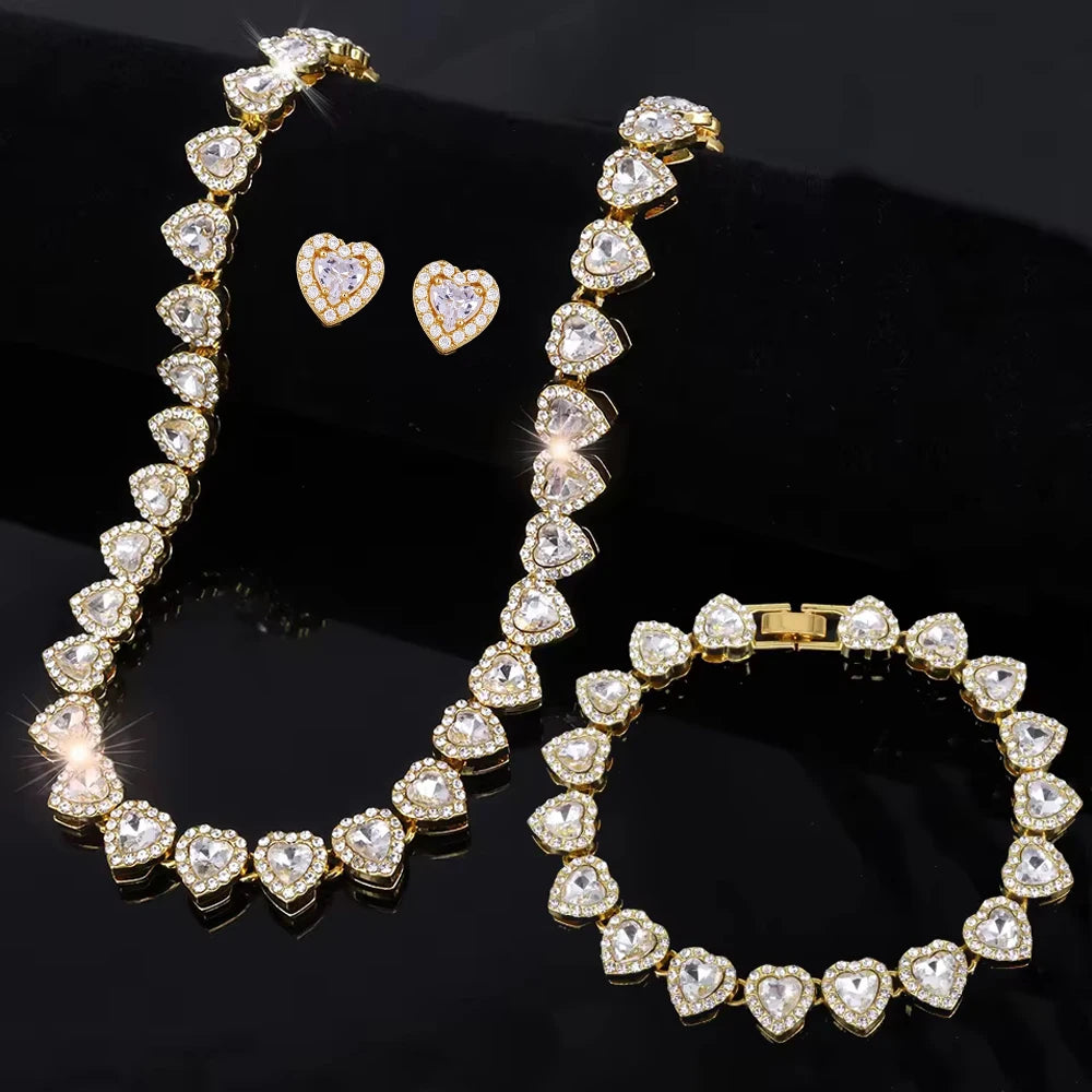 Vexaroa Heart Rhinestone Tennis Chain Jewelry Set — Vexaroa product image 23