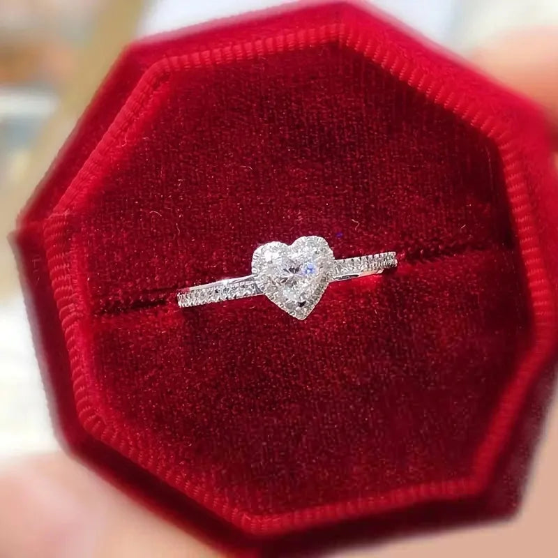 Vexaroa Silver-Tone Heart CZ Engagement Ring — Vexaroa product image 1