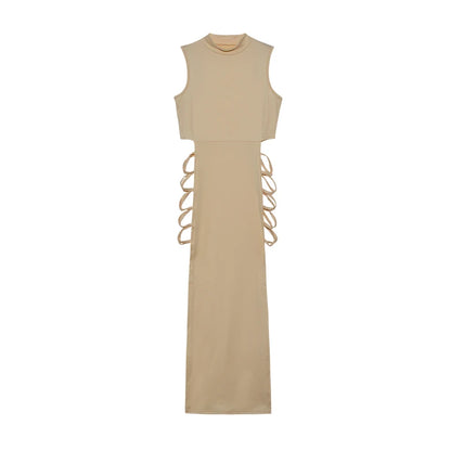 Vexaroa Criss Cross Cut Out Bodycon Dress | Mock Neck