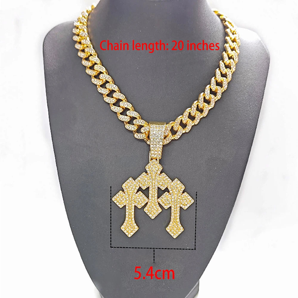 Vexaroa Iced-Out Cross Pendant Cuban Chain Necklace — Vexaroa product image 10