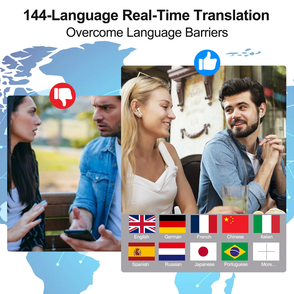 Vexaroa Smart Translator Earbuds IPX7 Noise Canceling TWS