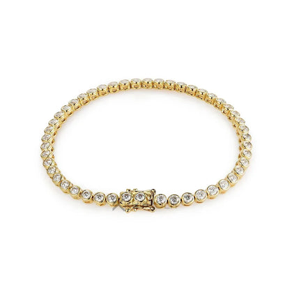 Vexaroa Bezel Set D VVS1 Moissanite Tennis Bracelet | Gold