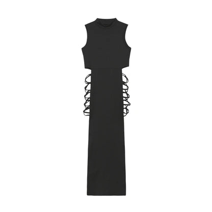 Vexaroa Criss Cross Cut Out Bodycon Dress | Mock Neck