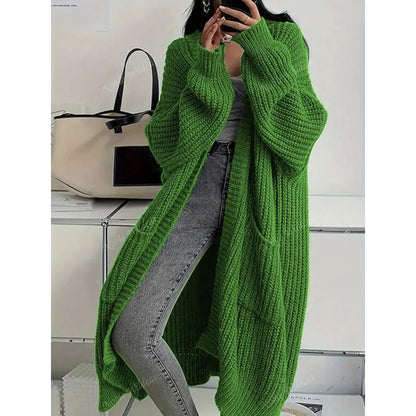 2026 Autumn Winter New Style Knitted Cardigan Women Casual Loose Fit Long Sleeve Chunky Sweater Coat Elegant Outwear for Daily W
