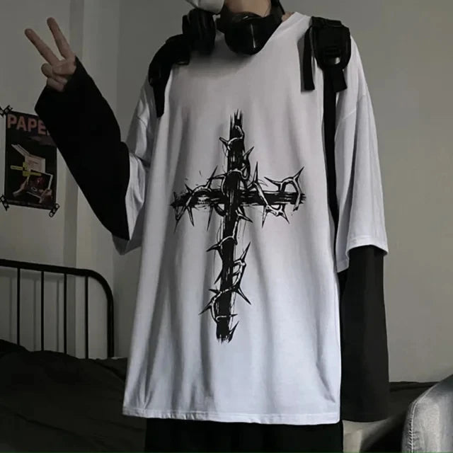 Vexaroa Oversized Anime Streetwear Long-Sleeve Tee
