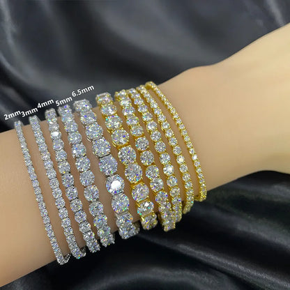 Luxury  Jewelry VVS Moissanite  Sterling Silver 925 Fashion Moissanite Tennis Chain Bracelet and Necklace For Women