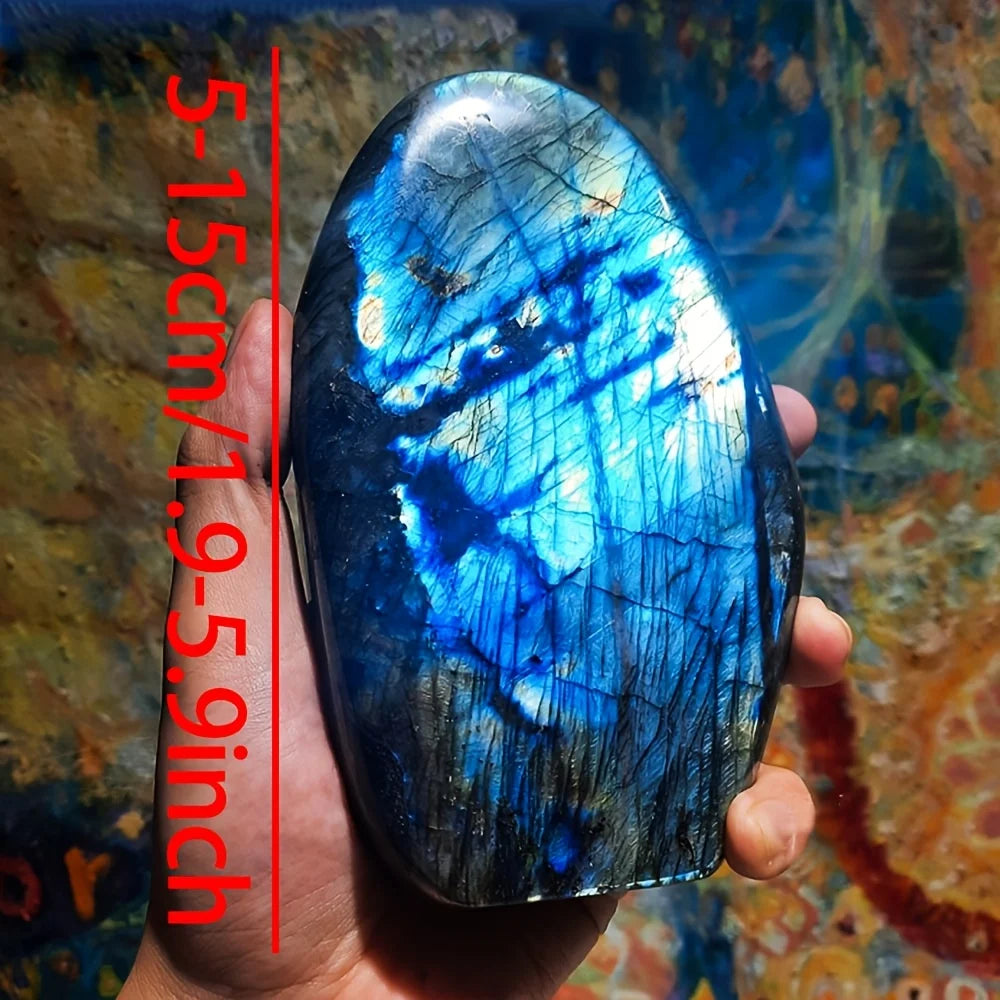 Vexaroa rainbow labradorite crystal sculpture with iridescent colour