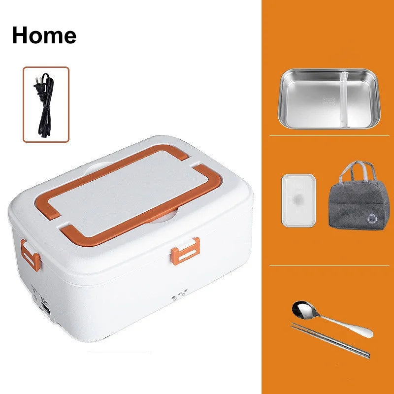 110V/220V/12V Car Home Electric Heating Lunch Box 304 Stainless Steel Food Heating Insulation Container Portable Picnic Box 1.8L