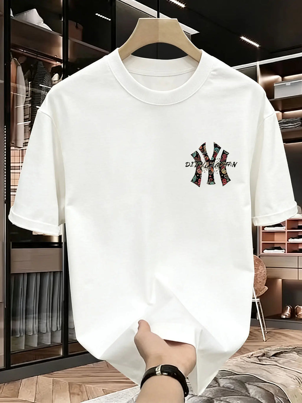Vexaroa men's printed summer T-shirt in loose-fit style