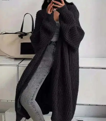 2026 Autumn Winter New Style Knitted Cardigan Women Casual Loose Fit Long Sleeve Chunky Sweater Coat Elegant Outwear for Daily W