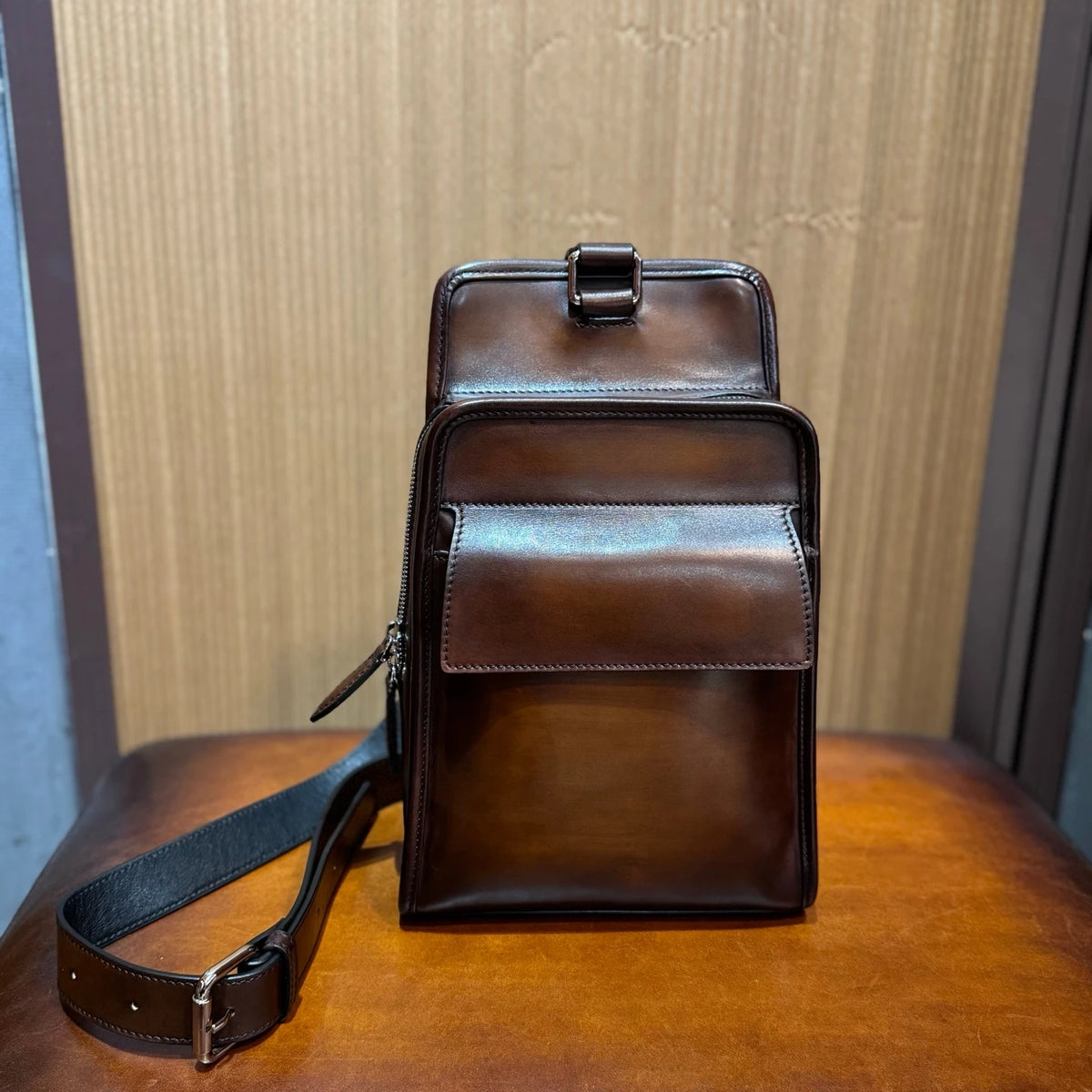 Men's Top Grain Cowhide Crossbody Bag | Leather Shoulder Messenger Bag | Vexaroa