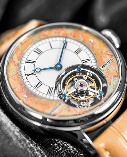 Vexaroa Coaxial Tourbillon Men's Sapphire Watch, Natural Stone Dial