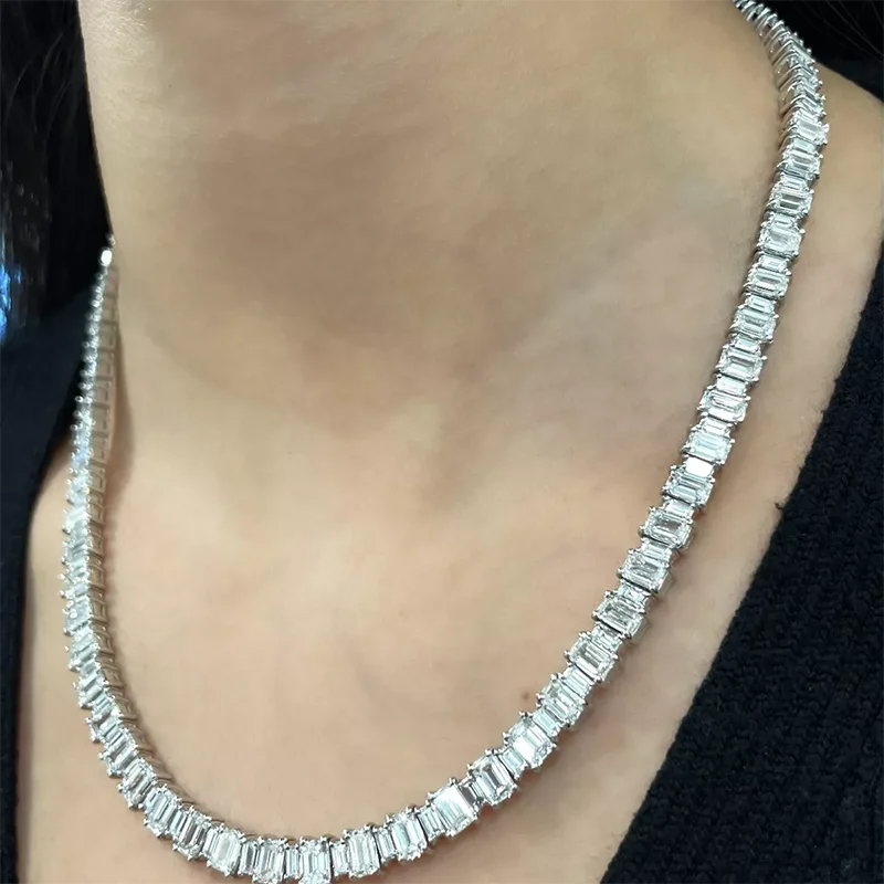 Vexaro 14K Gold Emerald Baguette Lab Diamond Necklace