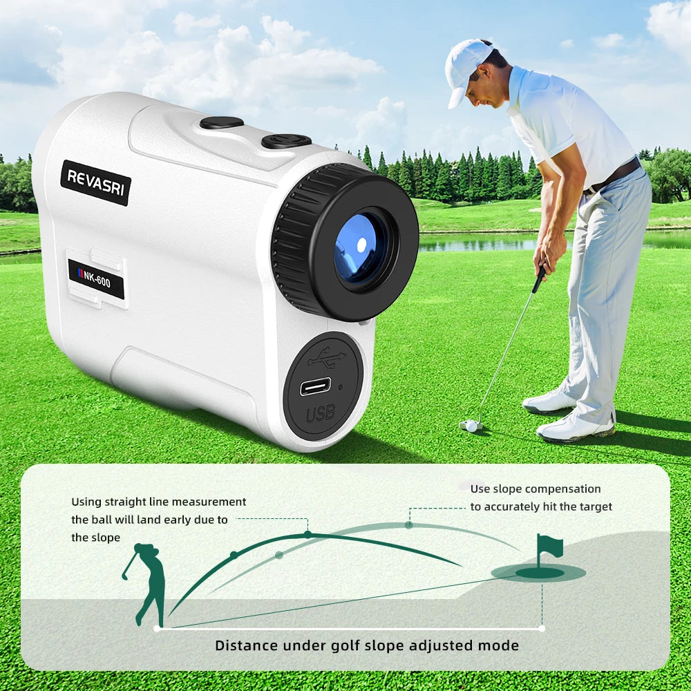 REVASRI Golf Laser Rangefinder Type-C Charge 600M/1000M 6X Magnification Monocular Telescope Range Finder for Outdoor Sports