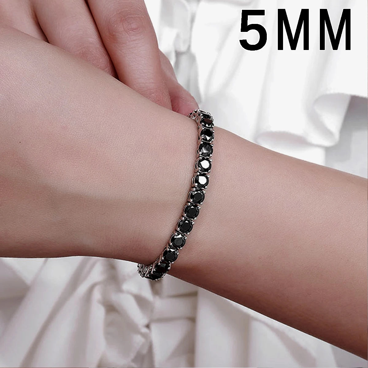 S925 Sterling Silver Black Moissanite Tennis Bracelet Full Paved Vexaroa