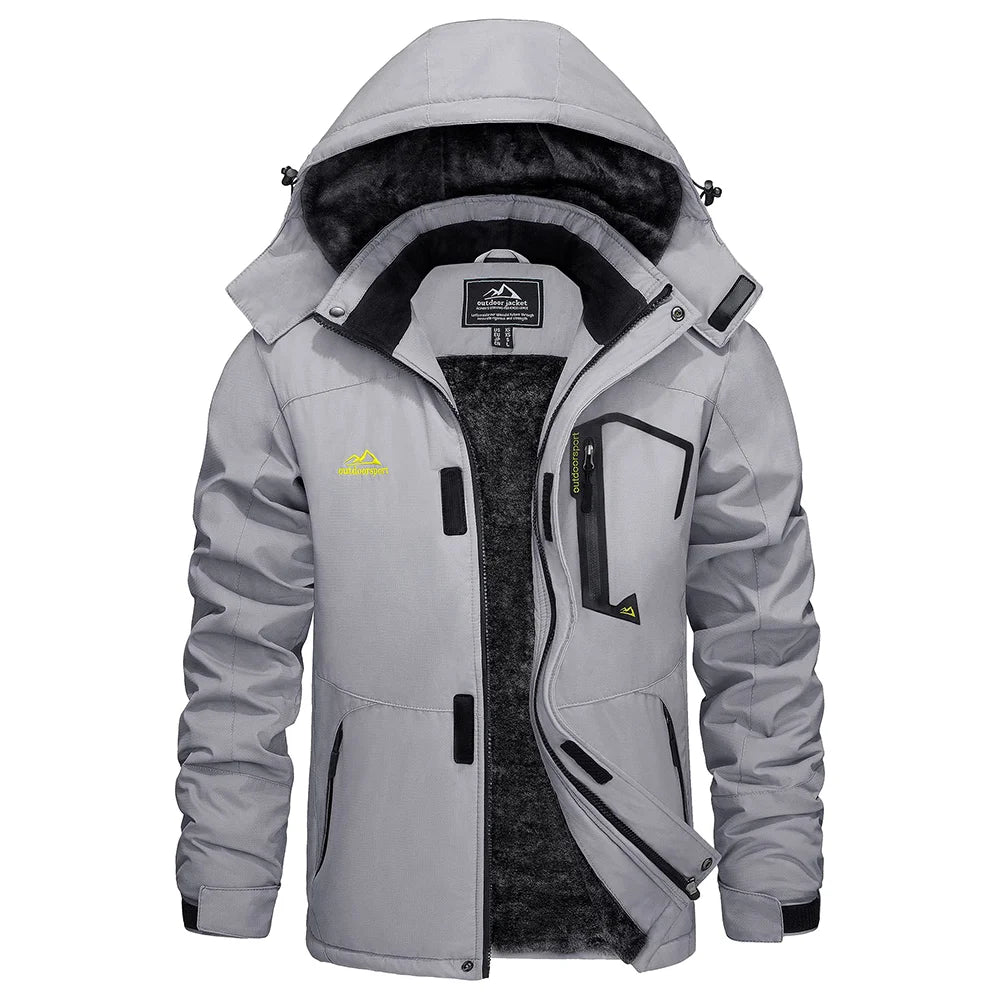 KEFITEVD Men's Winter Ski Jacket Waterproof Warm Thick Fleece Hiking Jackets Raincoats Snow Jacket Coats Windbreaker Man Parka