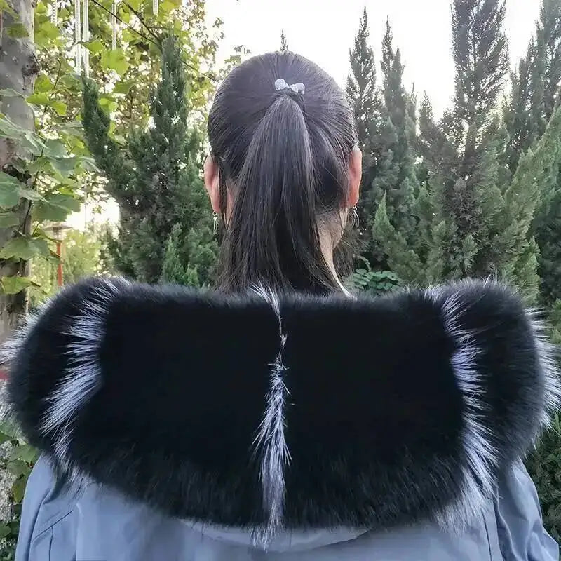 Super Large 100% Real Fox Fur Collar Hood Decor Fur Collar For Down Coat Women Winter Warm Fur Scarf Shawl Luxury