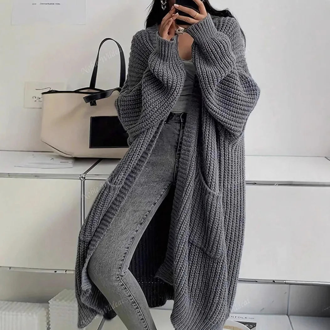 2026 Autumn Winter New Style Knitted Cardigan Women Casual Loose Fit Long Sleeve Chunky Sweater Coat Elegant Outwear for Daily W