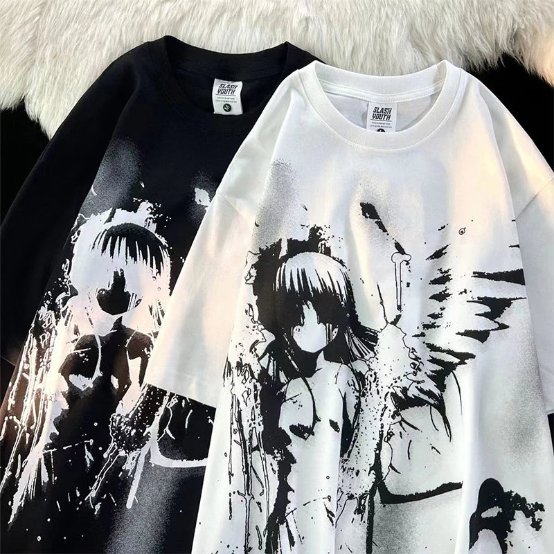 Vexaroa Womens Retro Angel Oversized T-Shirt product photo, view 1