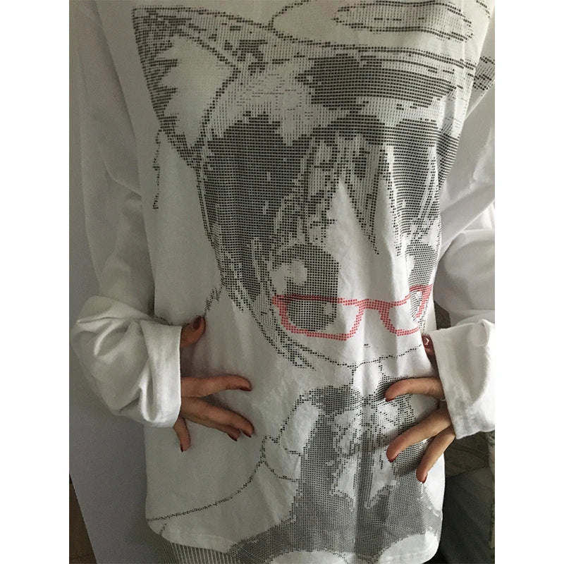 Vexaroa Japanese Y2K Anime Graphic Long Sleeve Tee product photo, view 6