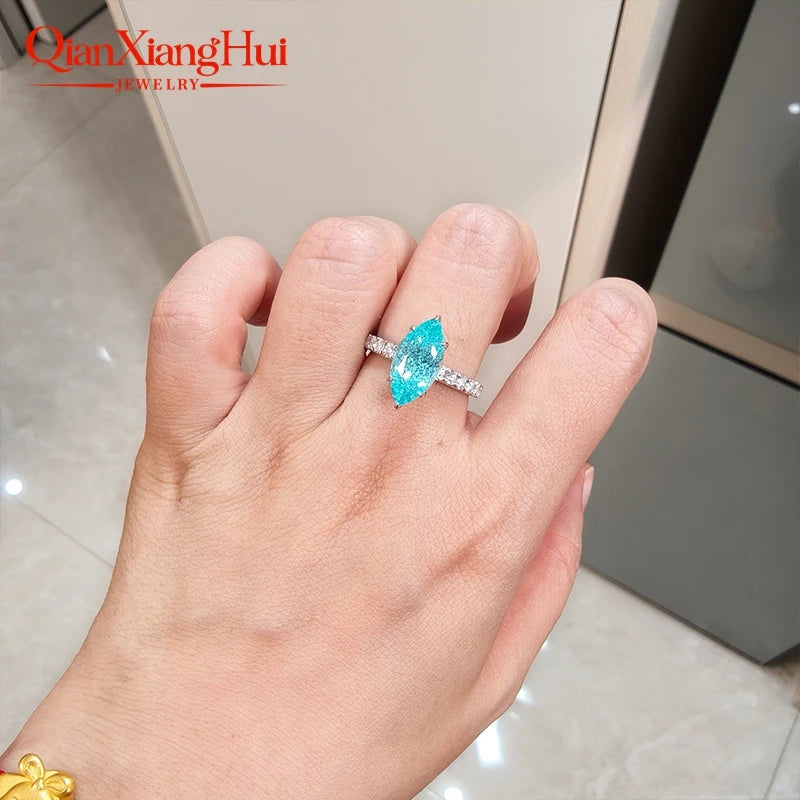 Vexaroa Marquise Blue YAG Moissanite Half Eternity Ring - product image 5